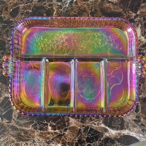 Carnival Glass Iridescent Gold 1202 Vintage Relish Tray